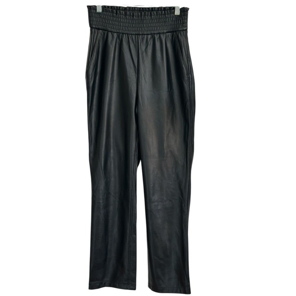 Joie‎ Vegan Leather Pants High Waist Straight Leg Women Black Goth Chic S